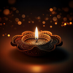 Diwali festival light.Lighted lamp in a dark background.Diwali festival concept