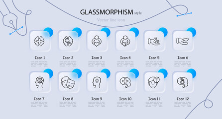 Mental Health and Well-being Illustration. Mental health and well-being, promoting self-care, mindfulness, and positive mental health practices. Glassmorphism style. Vector line icon