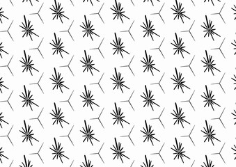 Black drawing line of seamless star snow flake pattern, design for fabrics print or wallpaper, hand drawing vector, Isolated floral elements, daisy, aster, chrysanthemum. Line childish drawings
