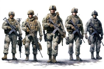 Fototapeta premium us military isolated on white background. Generated by AI.