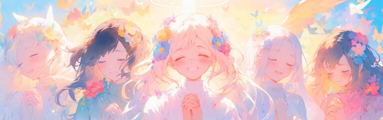 Obraz na płótnie Canvas Joyful Priest Anime.