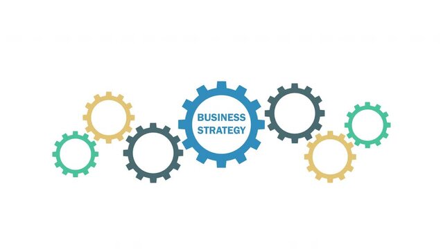 Business Strategy icon animation. Gears inphographics. Cogwheel connection