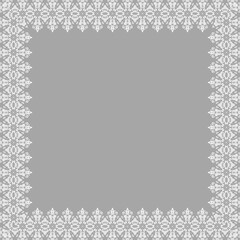 Fototapeta premium Classic vector vintage square frame with arabesques and orient elements. Abstract gray and white ornament with place for text. Vintage pattern