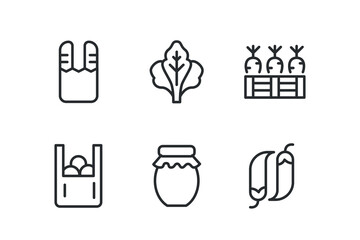 Set of street market Icons. Simple line art style icons pack. Vector illustration
