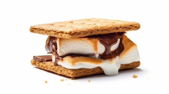 Traditional American Smore Isolated On White Background. Generative AI.