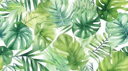 Monstera, Pflanze, nahtlos, kachelbar, kachel, seamless pattern, Grün, Hintergrund, generative AI