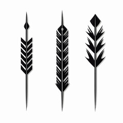 Set of black feather arrows design elements