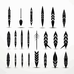 Set of black feather arrows design elements