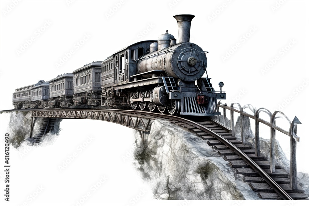 Poster train track isolated on white background. generated by ai.
