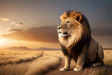 Obraz na płótnie Canvas lion in the wild AI GENERATED