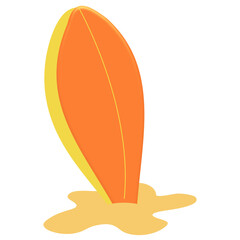 Surfboard on sand beach illustration clipart cartoon