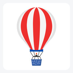 Fototapeta premium A Whimsical Flat Style Hot Air Balloon Illustration