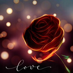 Rose flower graphic wallpaper with bokeh background