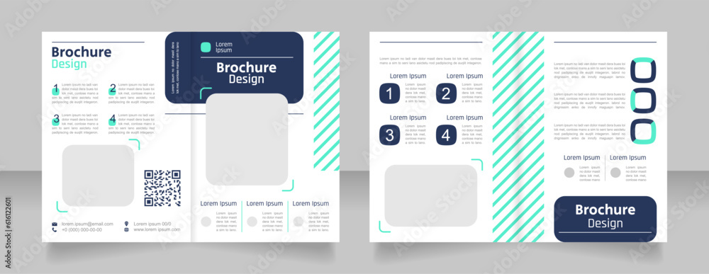 Poster medical tests bifold brochure template design. half fold booklet mockup set with copy space for text