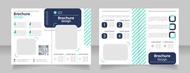 Medical tests bifold brochure template design. Half fold booklet mockup set with copy space for text. Editable 2 paper page leaflets. Secular One Regular, Rajdhani-Semibold, Arial fonts used
