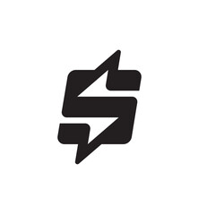 Letter S and lightning bolt design. S monogram and thunder symbol logo. Energy letter S logomark.