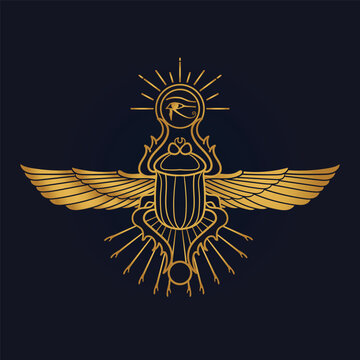 Egyptian Scarab and Holy Egyptian eye of horus with wings