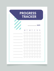 Education progress tracker worksheet design template. Printable goal setting sheet. Editable time management sample. Scheduling page for organizing personal tasks. Arial Regular font used