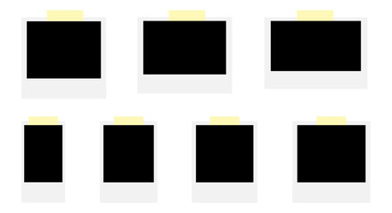 Set Of Polaroid Vector Photo Frames With Washi Tape On Top