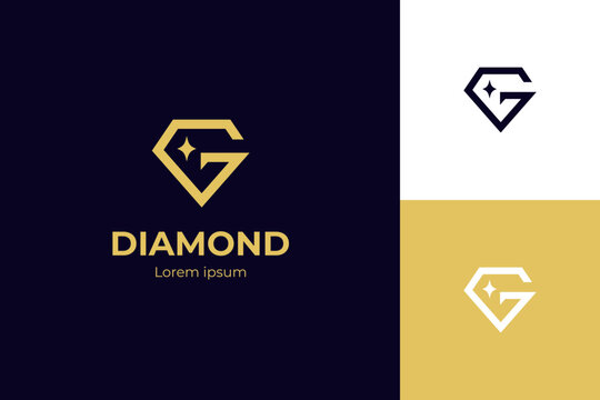 luxury diamond with letter G elegant logo icon design concept for gem, jewelry shop business identity logo