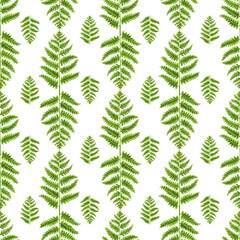 Hand drawn watercolor seamless pattern of green grass, foliage, branches, leaves for spring and summer wedding, birthday, greeting card, menu, banner, border. Seamless pattern for green background.