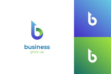 letter b business growth logo with arrow up symbol for investment, financial growing success logo icon design © Agung