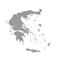 Ionian islands region map, administrative region of Greece. Vector illustration.
