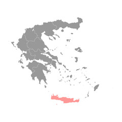 Crete region map, administrative region of Greece. Vector illustration.