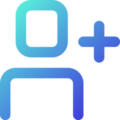 Fototapeta premium Add user pixel perfect gradient linear ui icon. Social network friendship. Online communication. Line color user interface symbol. Modern style pictogram. Vector isolated outline illustration
