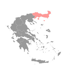 Eastern Macedonia and Thrace region map, administrative region of Greece. Vector illustration.