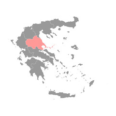 Thessaly region map, administrative region of Greece. Vector illustration.