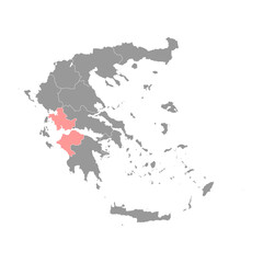 Western Greece region map, administrative region of Greece. Vector illustration.