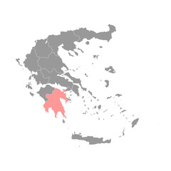 Peloponnese region map, administrative region of Greece. Vector illustration.