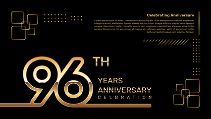 96 year anniversary template design with gold color and double line numbers, vector template - obrazy, fototapety, plakaty