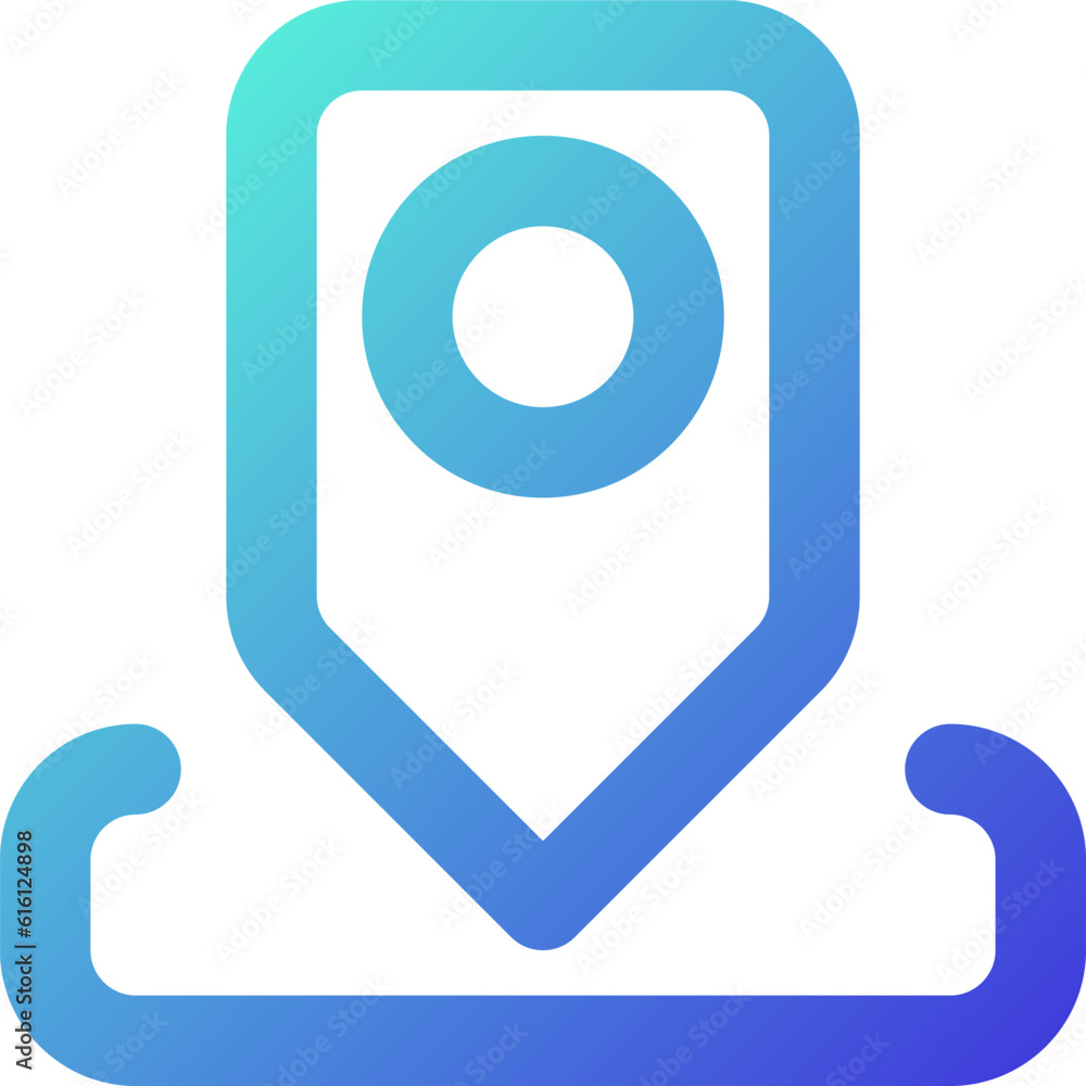 Poster location pin pixel perfect gradient linear ui icon. share your position. send geolocation. messenger