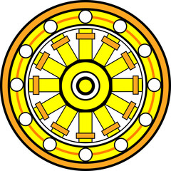 Fototapeta premium The Thammachak figure is one of the symbols in Buddhism.