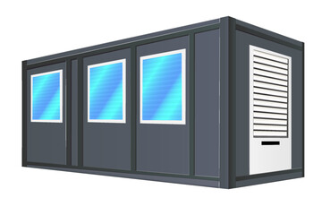 House of black cargo container. Large house out of container for ship isolated on a white background. 