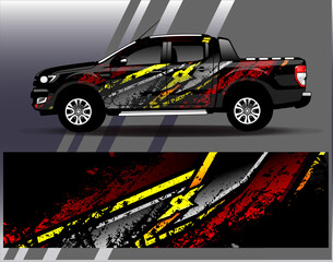 Car wrap design vector.Graphic abstract stripe racing background designs for vehicle, rally, race, adventure and car racing livery