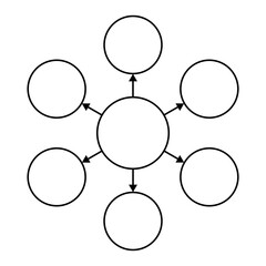 empty diagram seven circles with arrows, vector illustration 