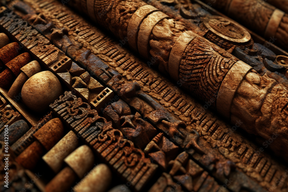 Fototapete an image featuring abstract interpretations of cuneiform script, the ancient writing system of babyl