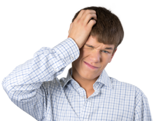 Teen male scratching his head