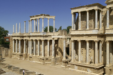 Fototapeta premium Merida (Spain). Stage of the Roman Theater of Mérida.