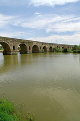 Merida (Spain). Roman bridge of Mérida over the Guadiana river.