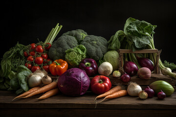 mix of assorted vegetables on wooden table