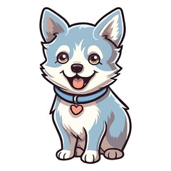 Lively and Lovable: 2D Artwork Showcasing a Charming Alaskan Klee Kai