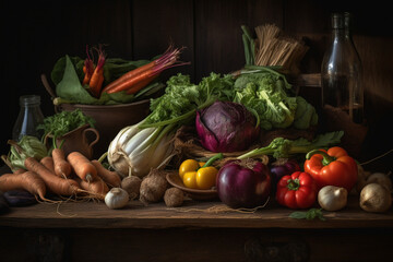 mix of assorted vegetables on wooden table