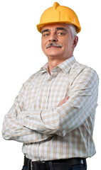 Architect Construction Worker in a yellow helmet