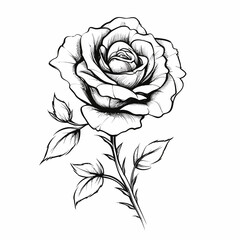 Beauty rose outline art tattoo design element