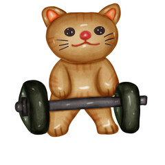 Cat with a barbell