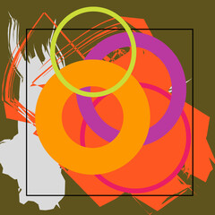 colorful circles with brush paint strokes poster abstract artwork